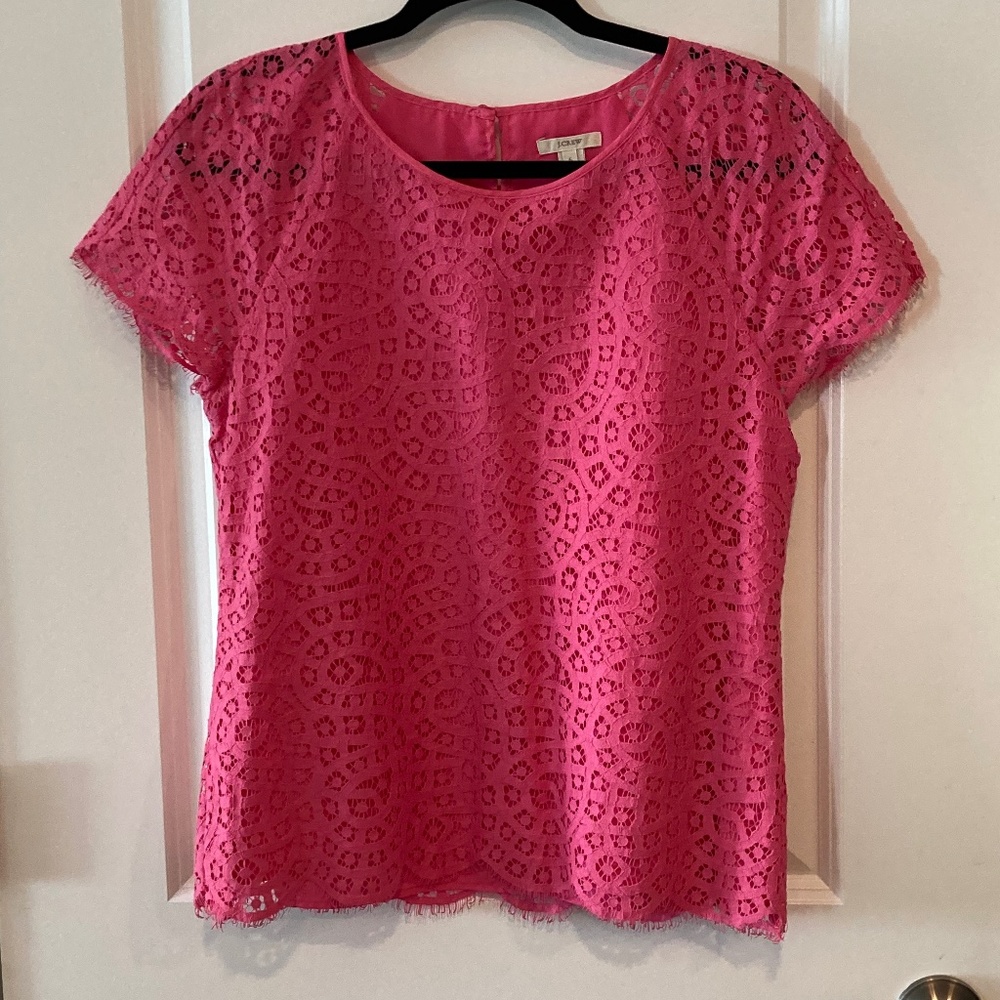 Hot pink lace, Jcrew top